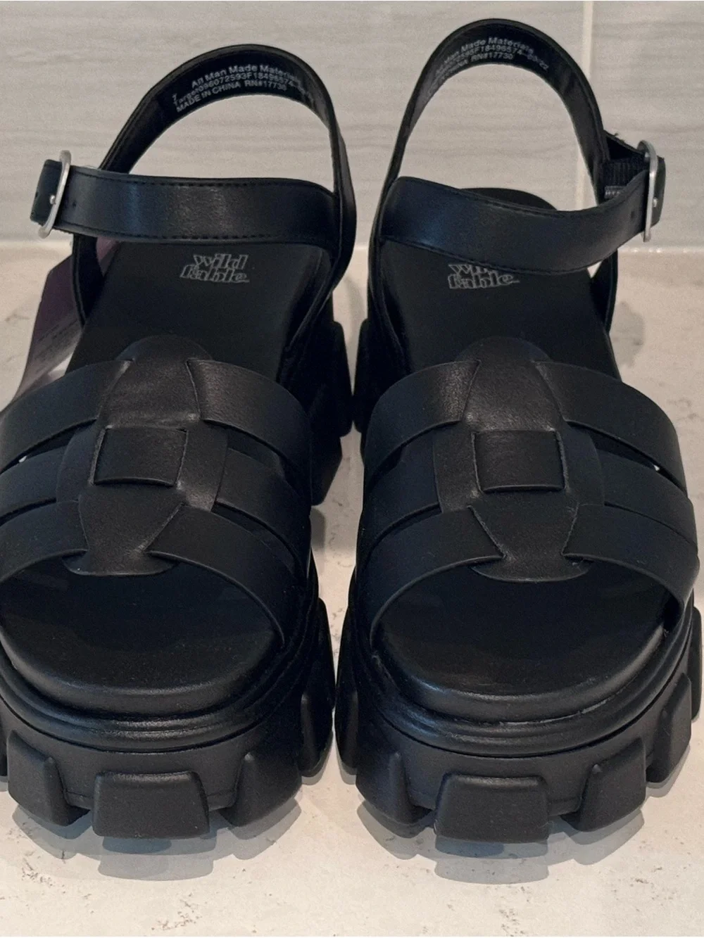 wild fable Black Lug Platform Strappy Sandals